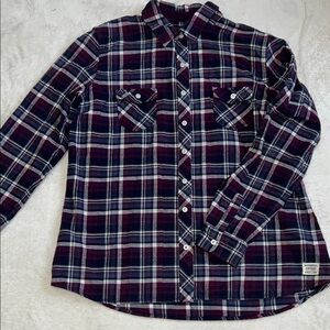 Weatherproof purple and pink plaid button down long sleeve shirt. Size  XL